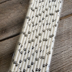 Paw Print Paper Straws, Dog Party Straws, Dog Party, Puppy Party, Set of 25