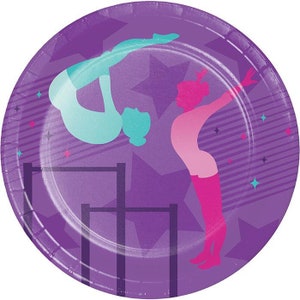 Gymnastics 7” Dessert Plates, Set of 8, Gymnastics Party, Gymnastics Birthday