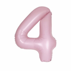 Pastel Matte Pink Number 4 Shaped Foil Balloon 34&quot;, Packaged