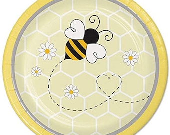 Bumblebee Baby Dessert Plates, Set of 8, Sweet as can Bee, Happy Bee Day