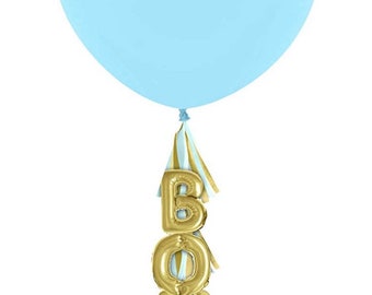 Boy Baby Shower Blue Balloon with Tassel, 1 Per Package, Baby Shower, 36” Latex 15” Boy Balloon