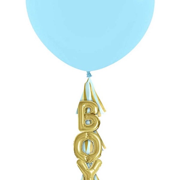 Boy Baby Shower Blue Balloon with Tassel, 1 Per Package, Baby Shower, 36” Latex 15” Boy Balloon