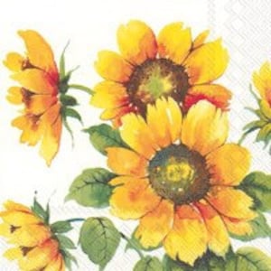 Sunflower Beverage Napkins, Set of 20, Summer Party, Colorful Sunflowers
