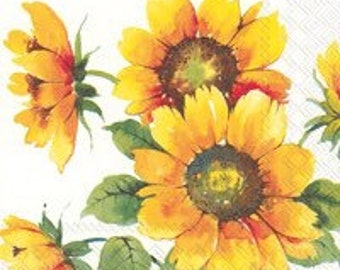 Sunflower Luncheon Napkins, Set of 20, Summer Party, Colorful Sunflowers