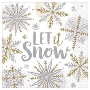 Snowflake Luncheon Napkins, Set of 16, Winter Wonderland, Snowflake Birthday