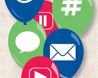 CLOSEOUT!! 50% OFF Hashtag and @ Sign Social Media Latex Balloons, Set of 6