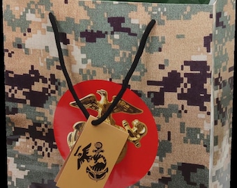 U.S. Marines Gift Bag and Tissue Paper Set, Military Party, Military Retirement, Marines Theme Birthday Party