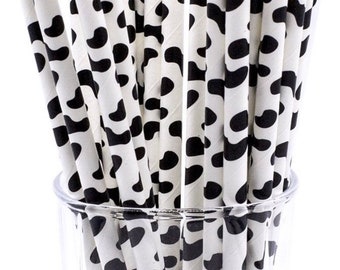 Cow Print Straws, Available in sets 12, Farm Birthday, Barnyard Animal Baby Shower