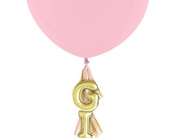 Girl Baby Shower Pink Balloon with Tassel, 1 Per Package, Baby Shower, 36” Latex 20” Girl Balloon