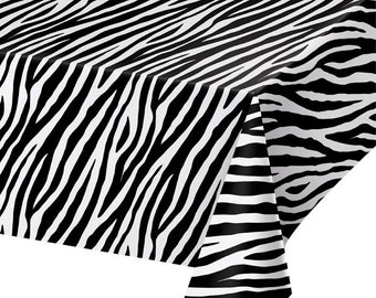 Zebra Print Table Cover, 54” x 108”, Jungle Baby Shower, Jungle Birthday, Safari Party