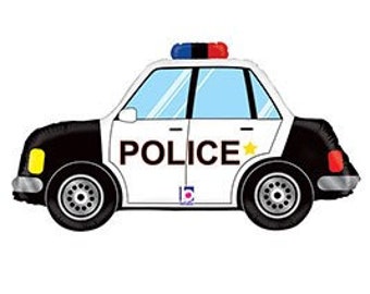 34" Large Police Car Balloon, Policeman  Balloon, Boy Baby Shower, Police Theme Birthday Party