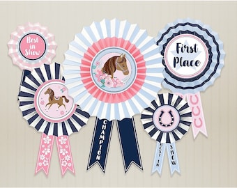 Saddle Up! Saddle Up Award Ribbon Paper Fan Decorations, 5ct,