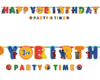 Sesame Street Jumbo Happy Birthday Add-An-Age Letter Banner Set, 10’ Long, Sesame Street Birthday Party