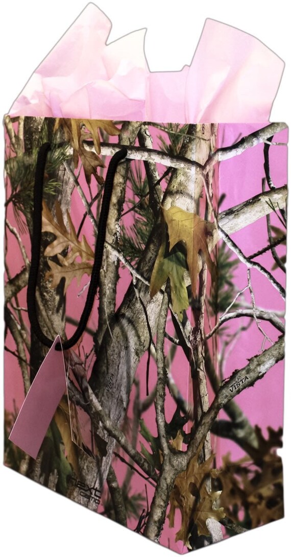 Pink Camo Gift Bag and Tissue Paper Set Camouflage Party Etsy