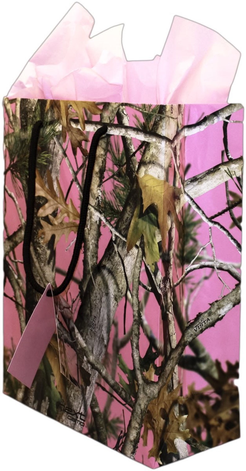 Pink Camo Gift Bag and Tissue Paper Set Camouflage Party Etsy