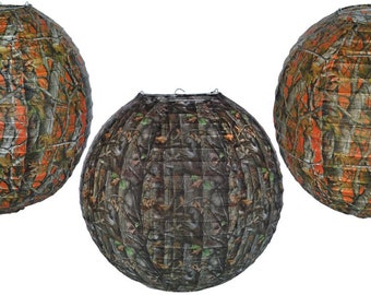 Next Camo Paper Lanterns, Set of 3, Measures 10”, Hunting Party