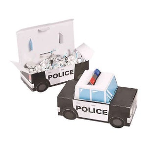 Police Car Treat Box, Police Baby Shower, Police Theme Birthday Party, Police Retirement, Set of 12