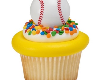 Baseball 3-D Cupcake Rings, Set of 12, Baseball Party