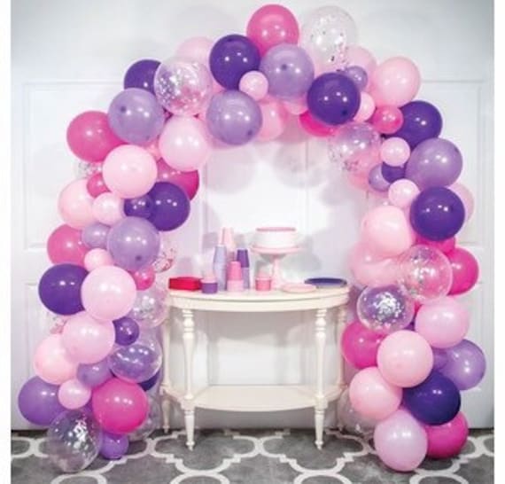 Kit d'arches de ballons roses et violets, 110 ballons en latex assortis,  kit de guirlandes de ballons, 16 pieds