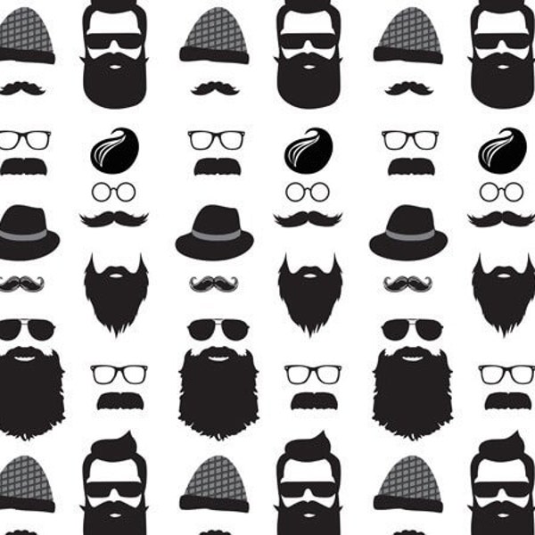 Beard Tissue Paper, Set of 12- 20”x30” sheets, Hipster Party