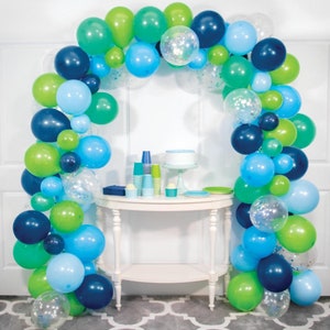 Blue and Green Balloon Arch Kit, 110 Assorted Latex Balloons, Balloon Garland Kit, 16 feet