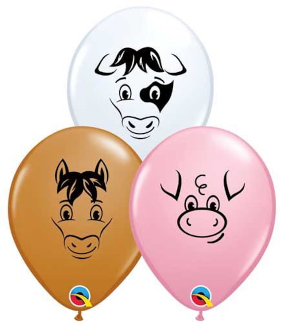 Globos de látex de 5 con caras de animales de granja, juego de 6 globos de  5, globo de vaca, globo de caballo, globo de cerdo