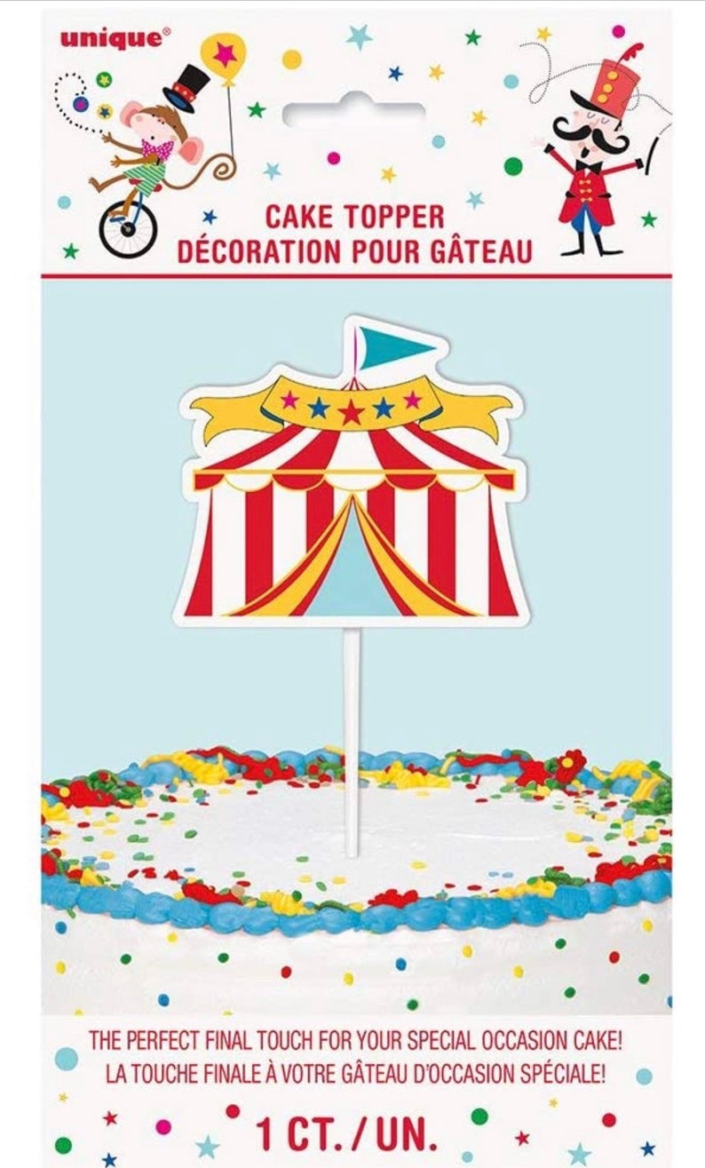 Circus Tent Cake Topper, 8.75 in x 4 in., Circus Carnival Party, 1 count image 2