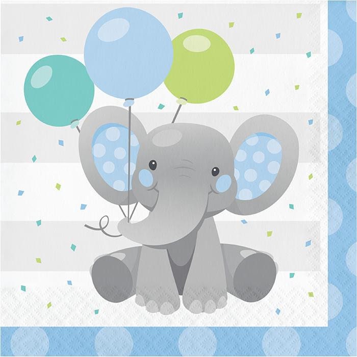 Elephant Blue Luncheon Napkins Set of 16 Elephant Themed Party Elephant Baby Shower