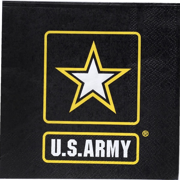 U.S. Army Beverage Napkins, Set of 16, Military Party, Military Retirement, Army Theme Birthday Party