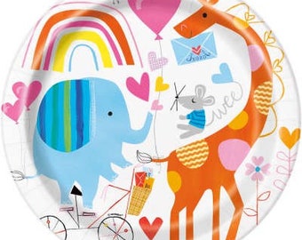 CLOSEOUT!! 50% OFF Zoo Baby Animals 9" Dinner Plate, Set of 8, Jungle Party, Safari Party, Zoo Animal Birthday, Zoo Baby Shower