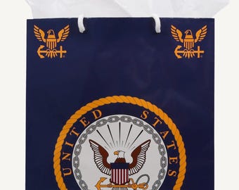 U.S. Navy Gift Bag and Tissue Set, Military Party, Military Retirement, Navy Theme Birthday Party
