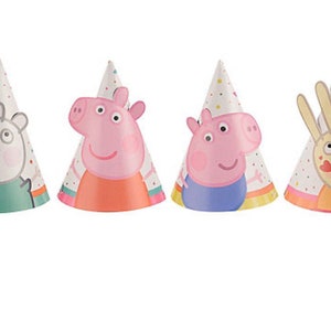 Peppa Pig MINI Party Hats, Peppa Pig Party, Set of 8, Peppa Pig Birthday