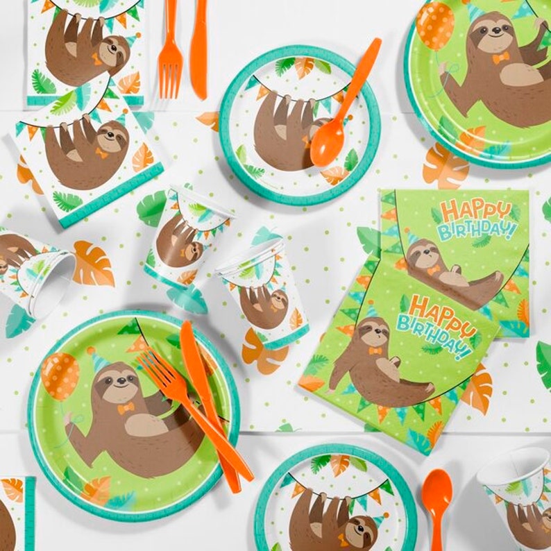 Sloth Party Happy Birthday Luncheon Napkins Set of 16 Sloth | Etsy