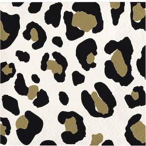 Leopard Print Beverage Napkins, Set of 16, Jungle Baby Shower, Jungle Birthday, Cheetah Print Napkins