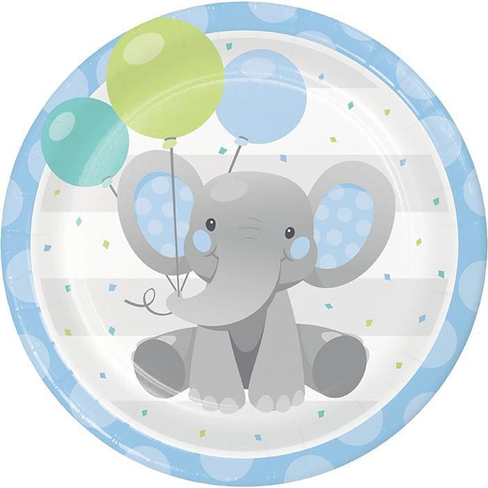 Elephant Blue Dinner Plates Set of 8 Elephant Themed Party Elephant Baby Shower
