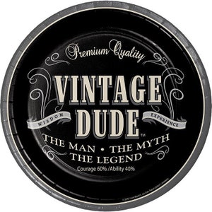 Vintage Dude Party Dinner Plates, 9”, Set of 8, Vintage Dude Birthday, Vintage Dude