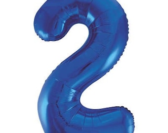 Royal Blue Number 2 Shaped Foil Balloon 34", Packaged