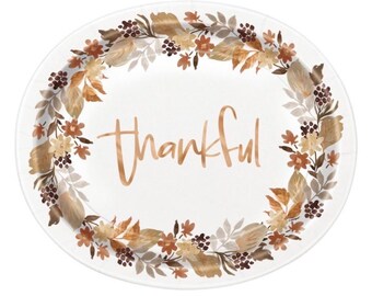 Thankful Harvest Oval Platter, 8 Count, 10”x12”, Thanksgiving Table