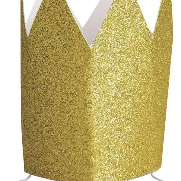 CLOSEOUT!! 50% OFF Mini Glitter Paper Crowns, Gold 4 Pcs, Princess party Crown, 4.5”x4.5”