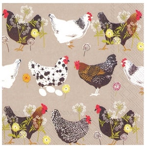 Hens Cocktail Napkins, Chicken Napkins, Farm Party, Barnyard Party, Set of 20 napkins, Spatter Hens