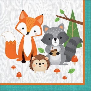 CLOSEOUT!! 50% OFF Wild One Woodland Animals Luncheon Napkins 16 Count, Wild One Theme, Wild One Birthday