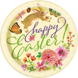 Floral Easter Bunny 9” Dinner Plates, Easter Plates, Bunny Birthday Party, Bunny Baby Shower, Set of 8, Somebunny is One