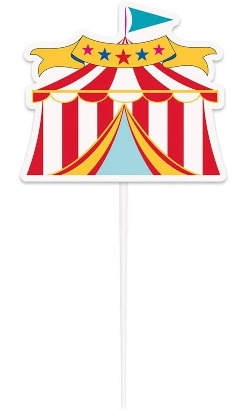 Circus Tent Cake Topper, 8.75 in x 4 in., Circus Carnival Party, 1 count image 1