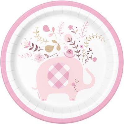 CLOSEOUT 50 OFF Pink Floral Elephant Dessert Plates Set of 8 Elephant Themed Party Elephant Baby Shower