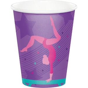 Gymnastics 9oz. Cups, Set of 8, Gymnastics Party, Gymnastics Birthday