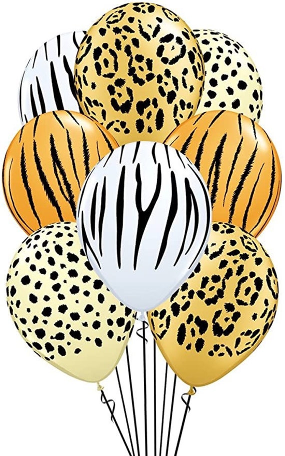 Jungle Animal Print 11 Latex Balloons Set of 8 Assorted Etsy