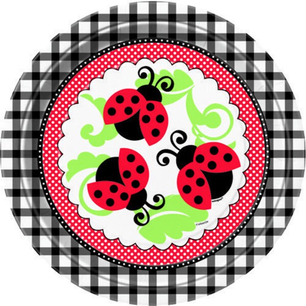 Ladybug 9” Dinner Plates, Set of 8, Ladybug Party, Ladybug Plates