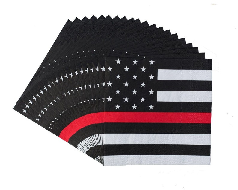 Thin Red Line Firefighter Party Luncheon Napkins - Thumbnail 2