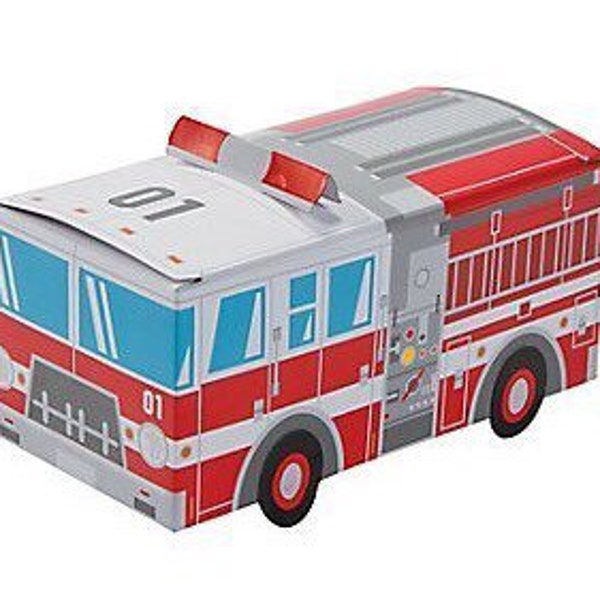 Fire Truck Treat Box, Fireman Baby Shower, Fireman Theme Birthday Party, Fireman Retirement, Set of 12