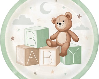 Teddy Bear Party Large Plates- We Can Bearly Wait Baby Shower